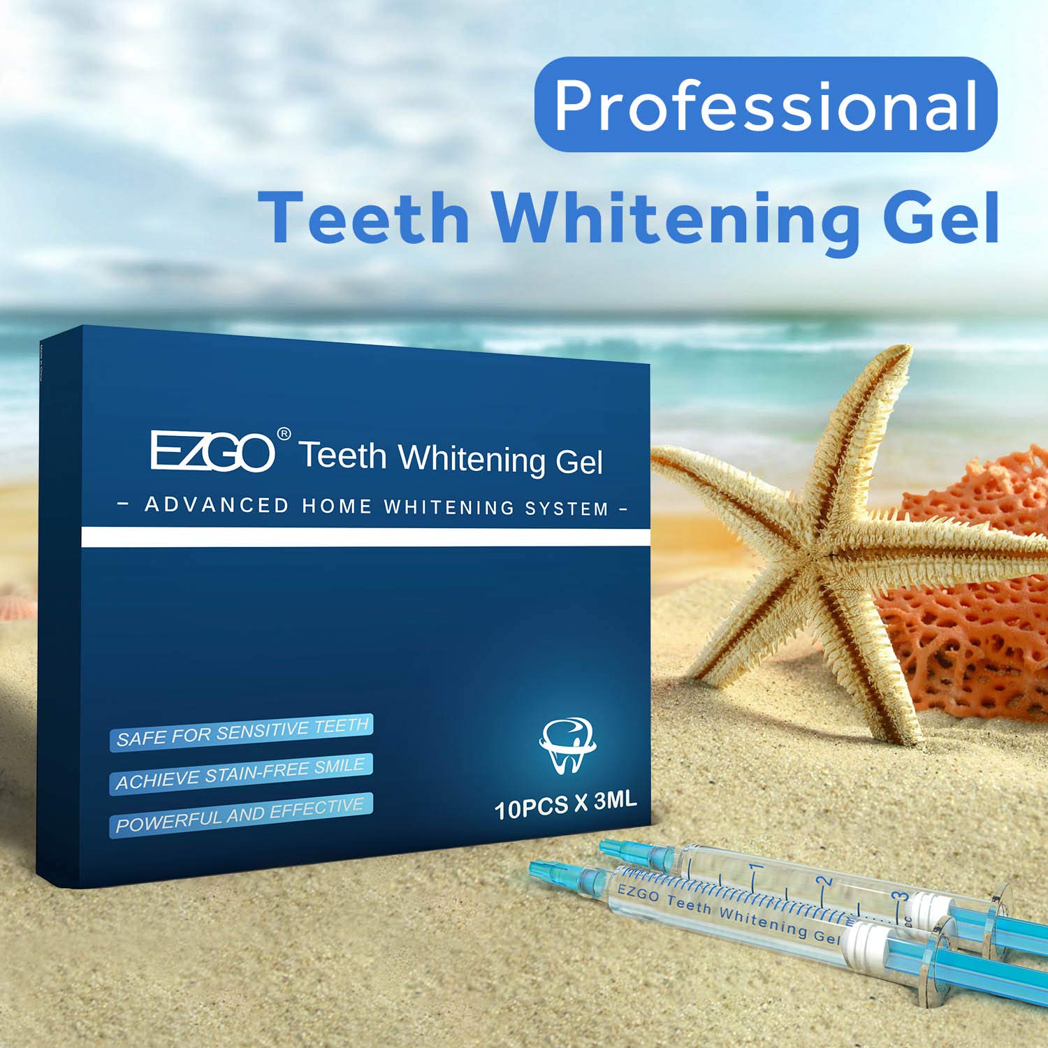 EZGO gel sabor menta, blanqueamiento cómodo para uso diario.