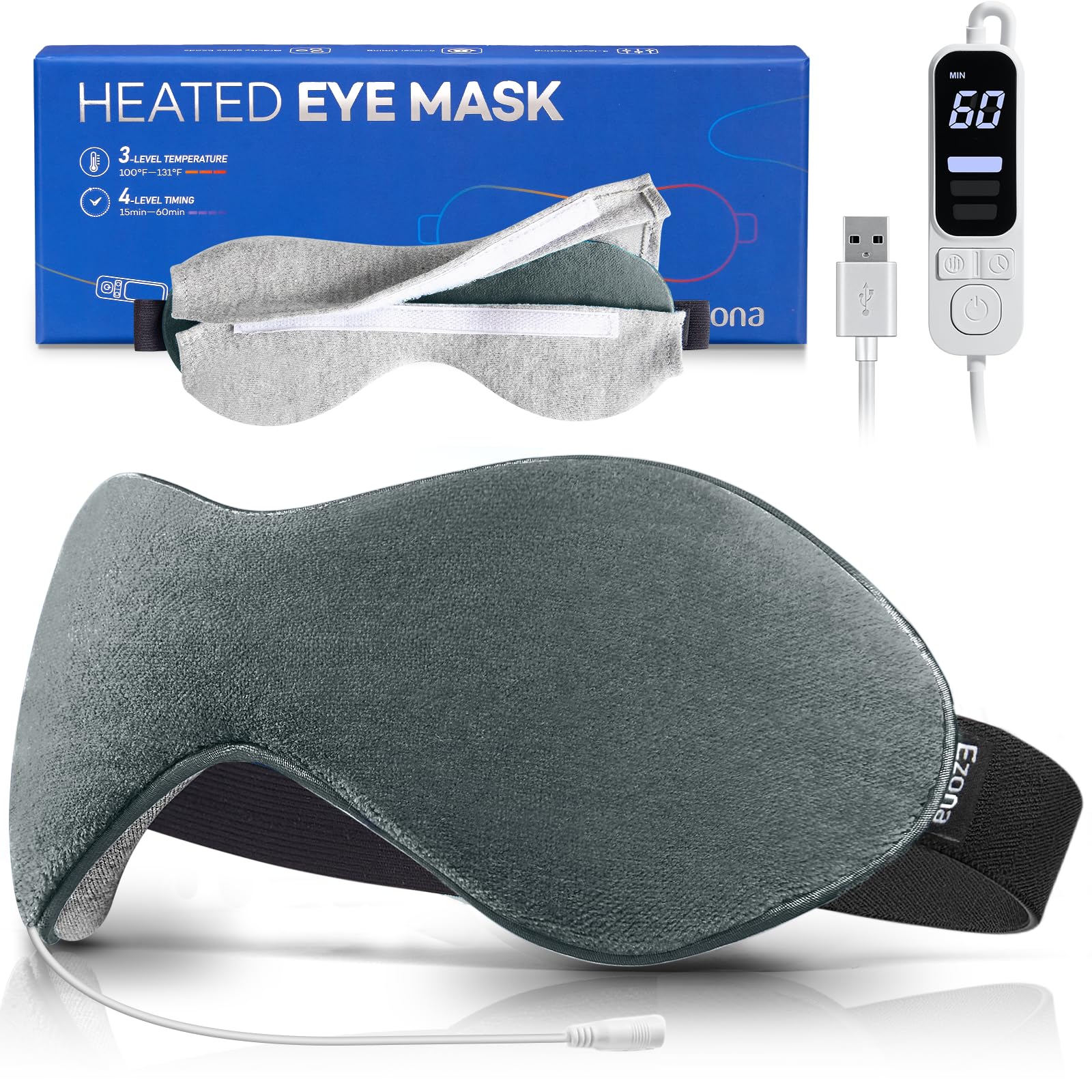 Ezona máscara ocular calor en uso para descanso relajante