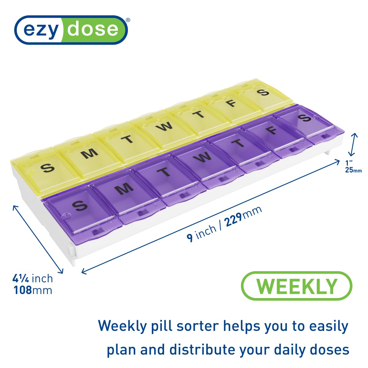 EZY DOSE capacidad extra grande para pastillas grandes o dosis múltiples