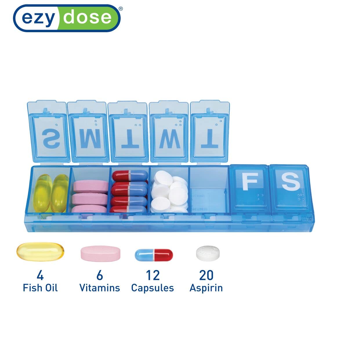 EZY DOSE: etiquetas diarias para dosificación precisa y fácil organización.
