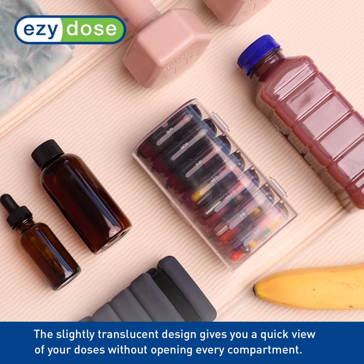 Diseño rosa compacto EZY DOSE, ideal para bolso.