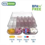 EZY DOSE estuche de viaje para pastillas, tamaño compacto.