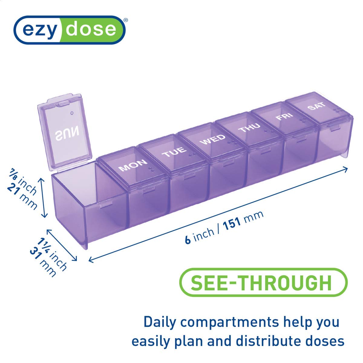 EZY DOSE Weekly sin BPA para tranquilidad diaria.