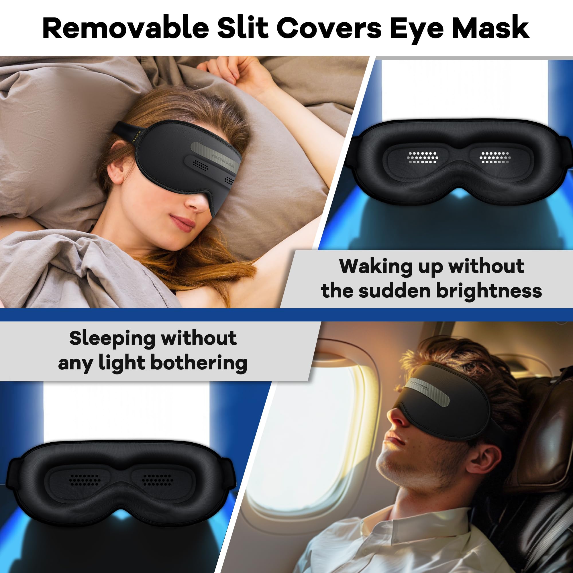 FACEMOON antifaz para dormir con copas 3D sin presión para pestañas