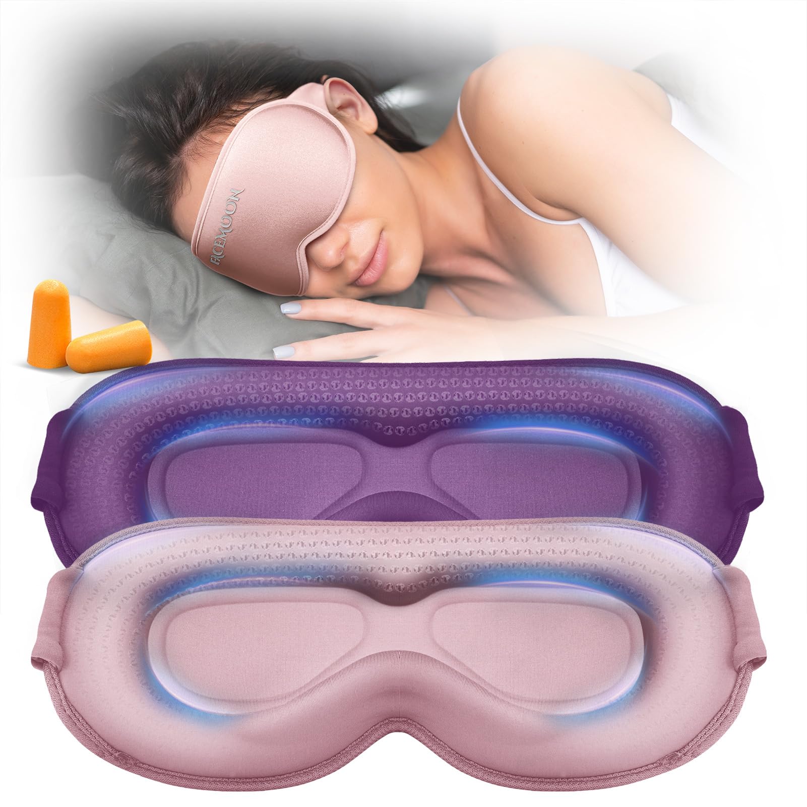 FACEMOON antifaz pesado para dormir, conjunto de 2 con oscurecimiento suave.