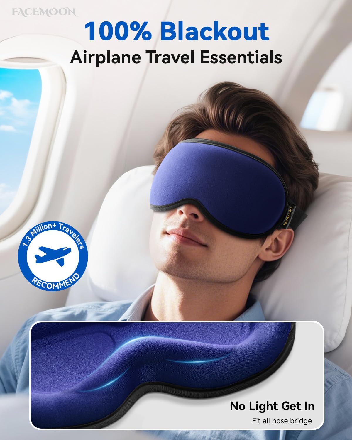 FACEMOON copas ojos 3D profundas enfoque suave que evita presión ocular durante siestas