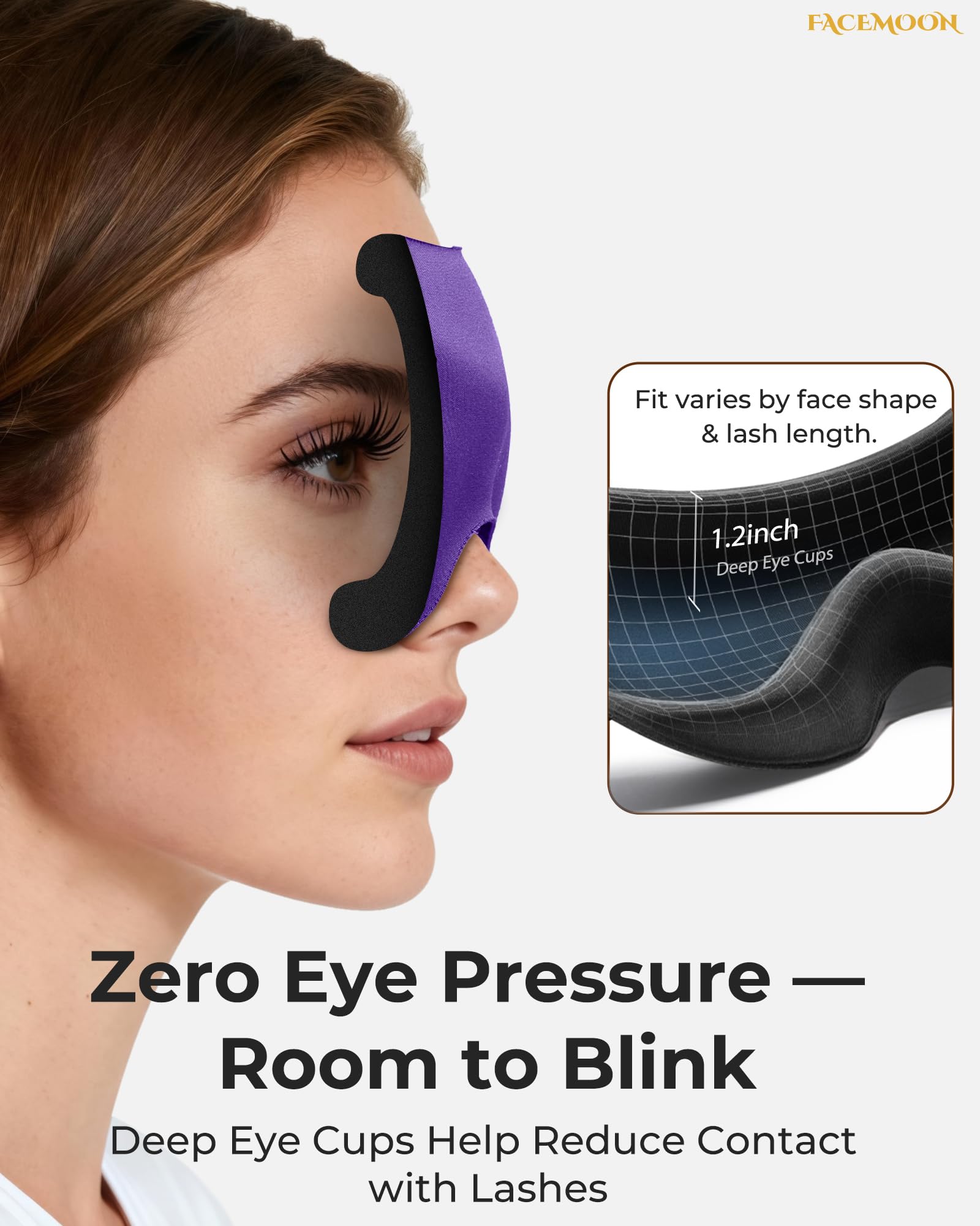 FACEMOON diseño ergonómico para dormir de lado sin movimiento.