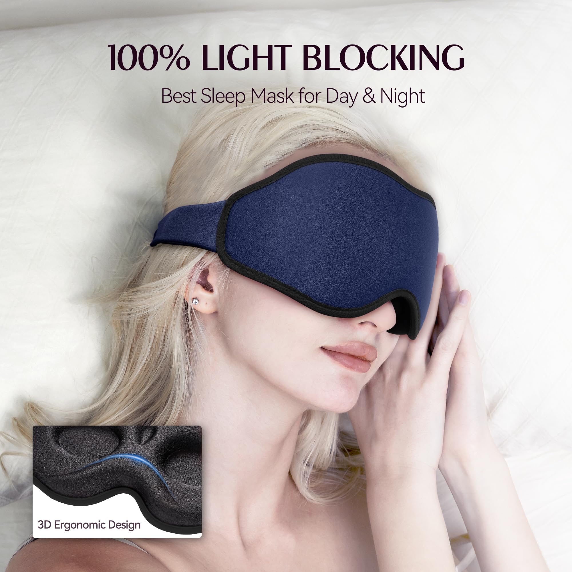 FACEMOON máscara dormir espuma memoria suave se adapta al contorno facial.