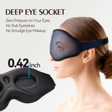 FACEMOON máscara dormir sin presión ocular gracias a copa 3D y espacio libre para ojos.