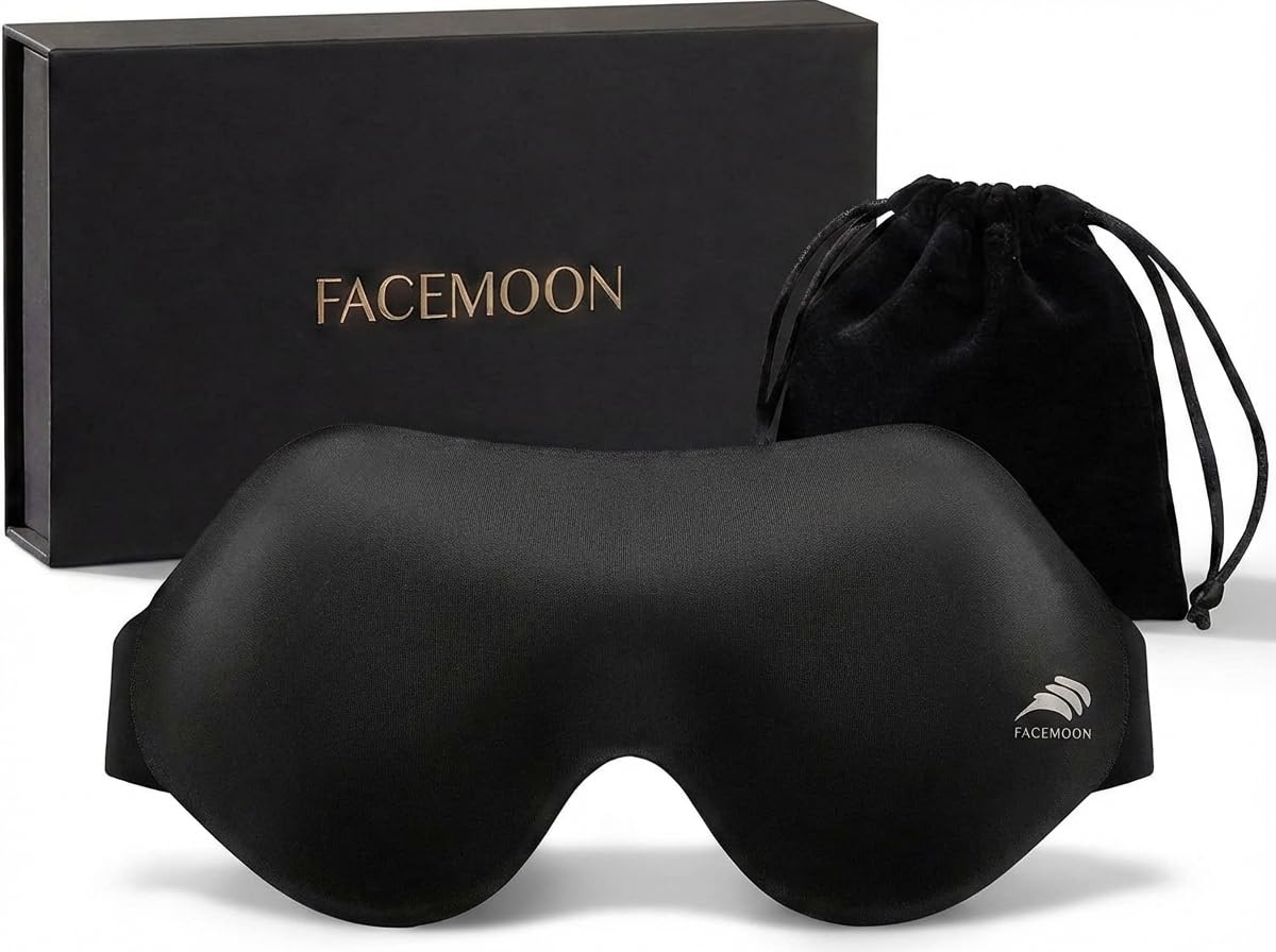 Mascarilla FACEMOON de ojos 3D negro para dormir profundamente sin presión