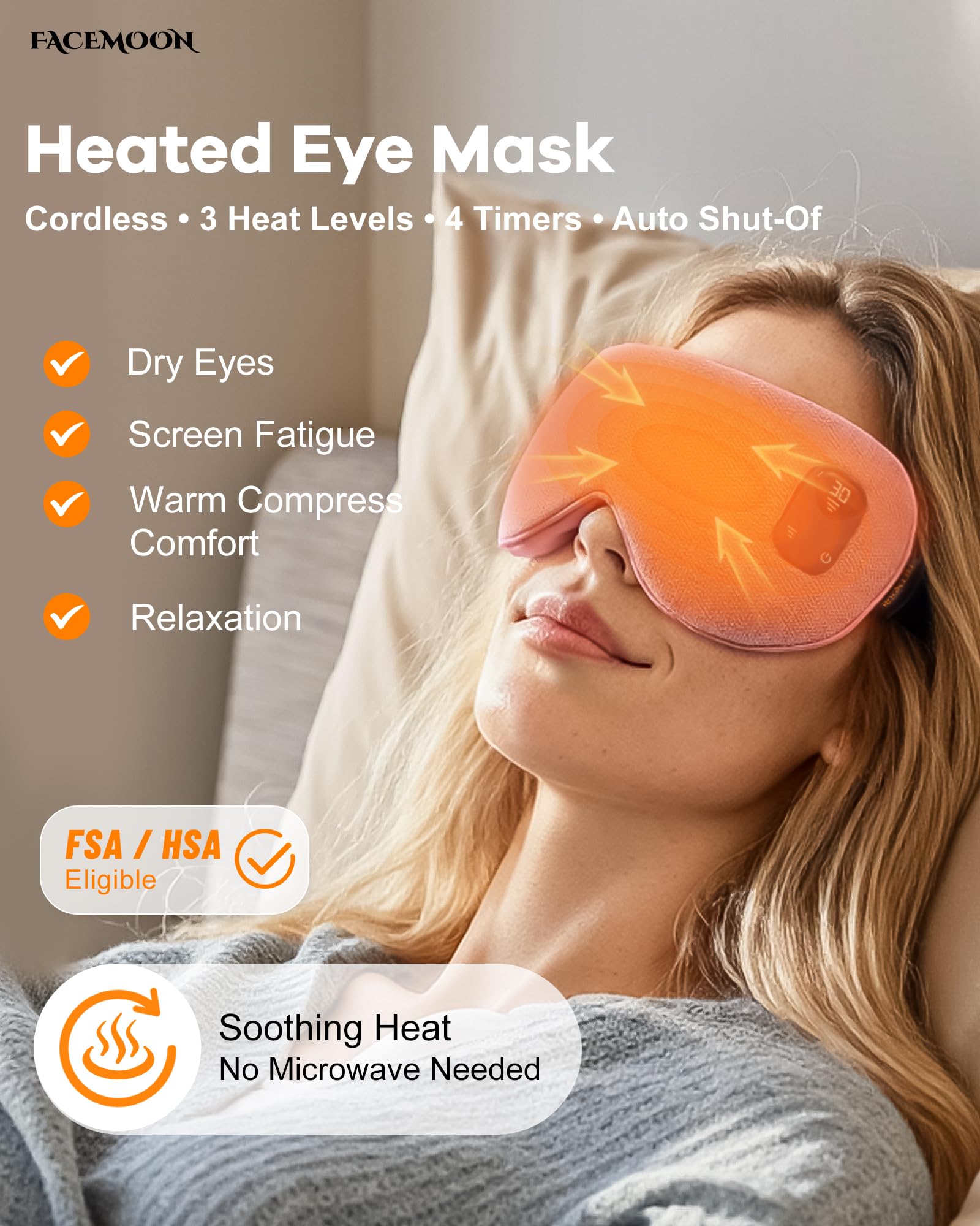 FACEMOON puente nasal con linaza natural para ajuste suave y bloqueo de luz.