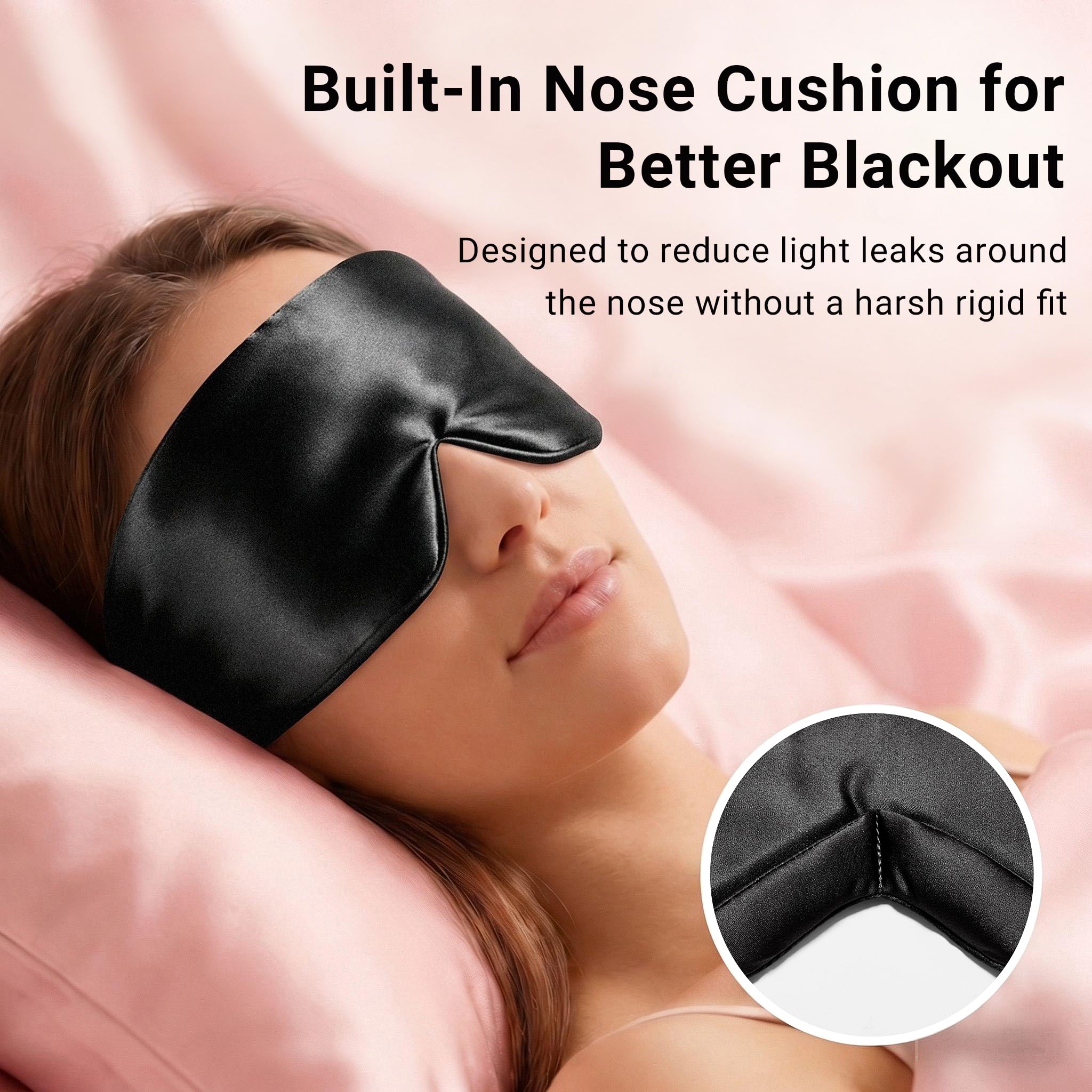FACEMOON antifaz de seda con cobertura completa para descanso envolvente