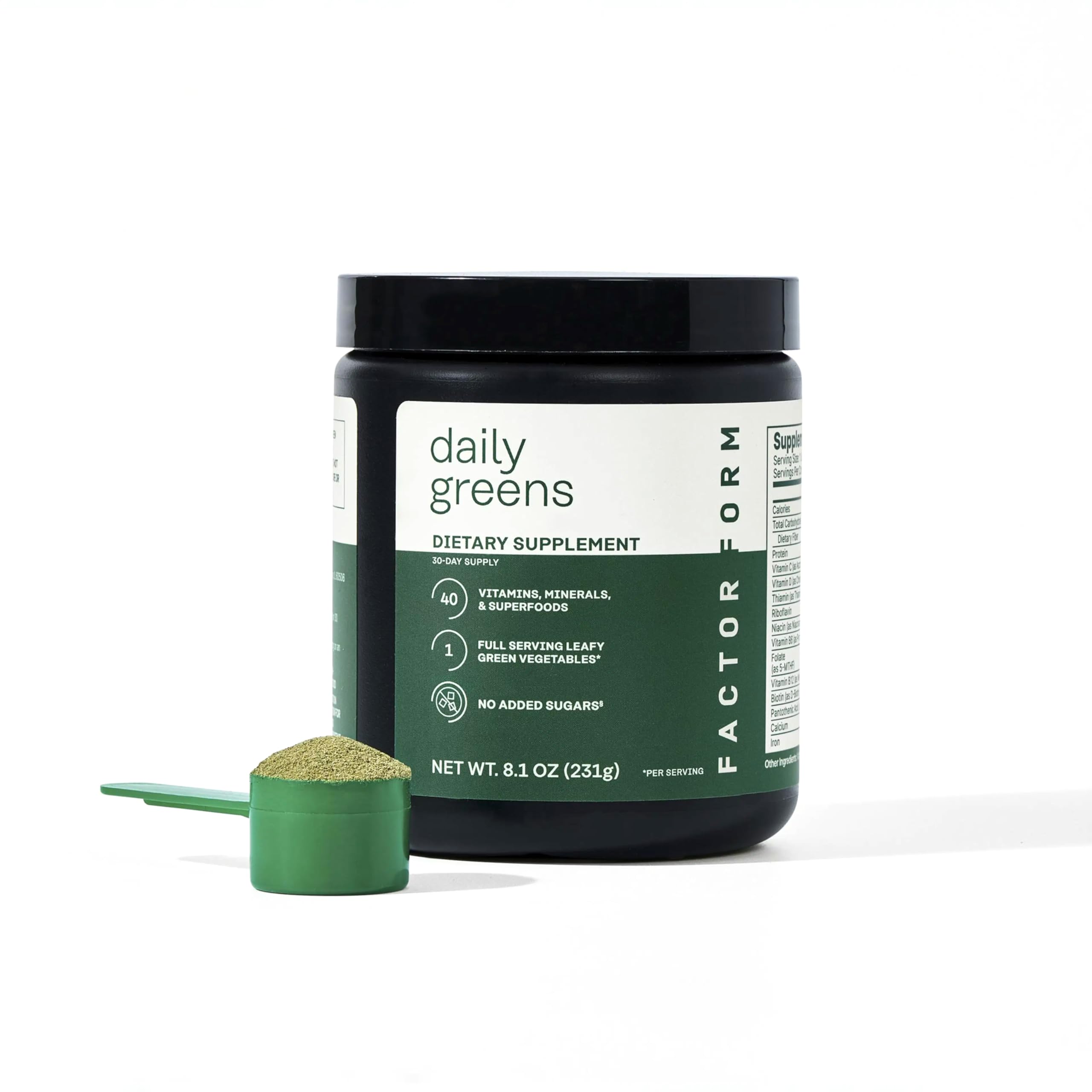 Factor Form Daily Greens, lata de 30 porciones, apoyo digestivo diario.