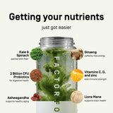 Factor Form Daily Greens, sabor cítrico suave para iniciar el día.