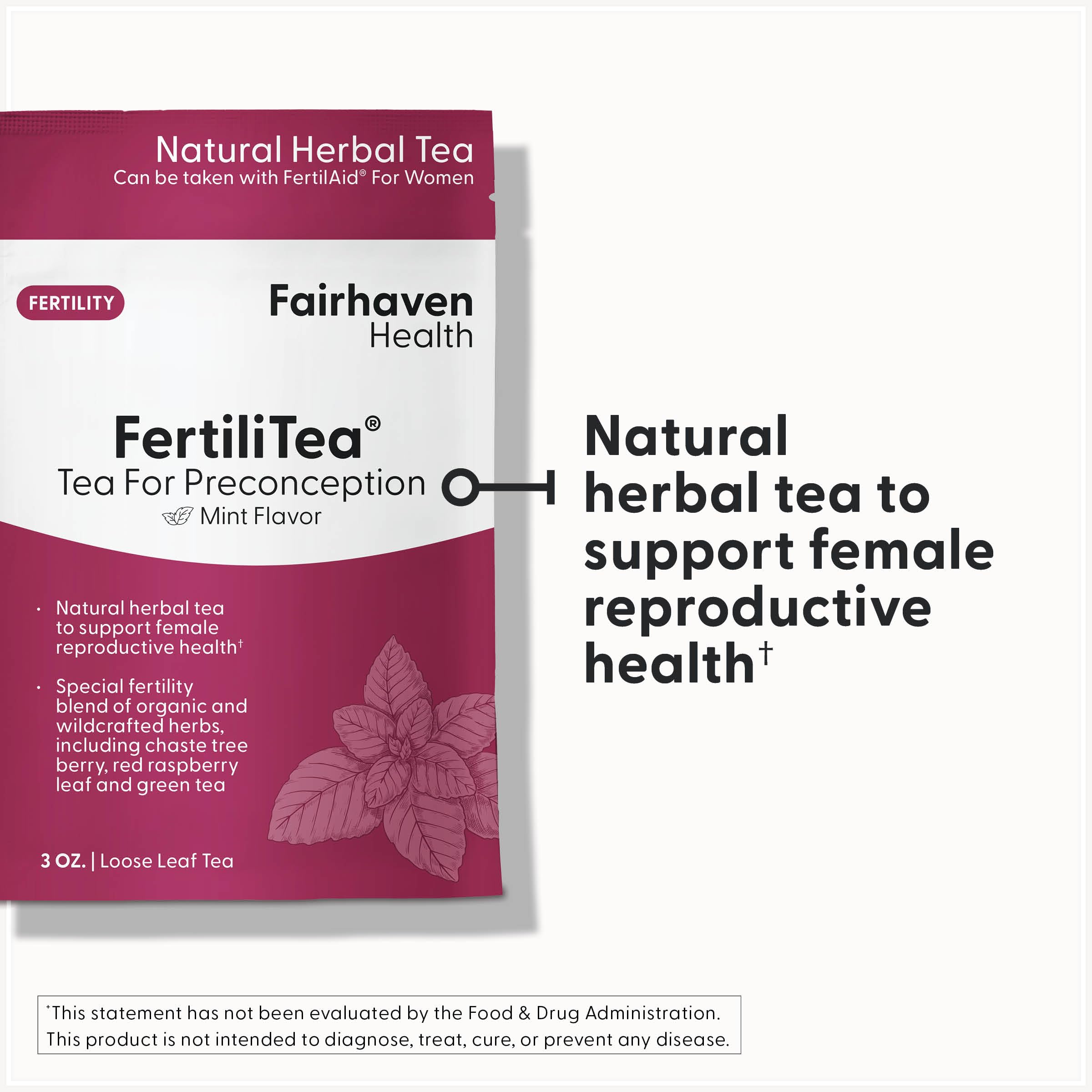 FertiliTea de Fairhaven Health, sabor mentolado delicioso para un refresco.
