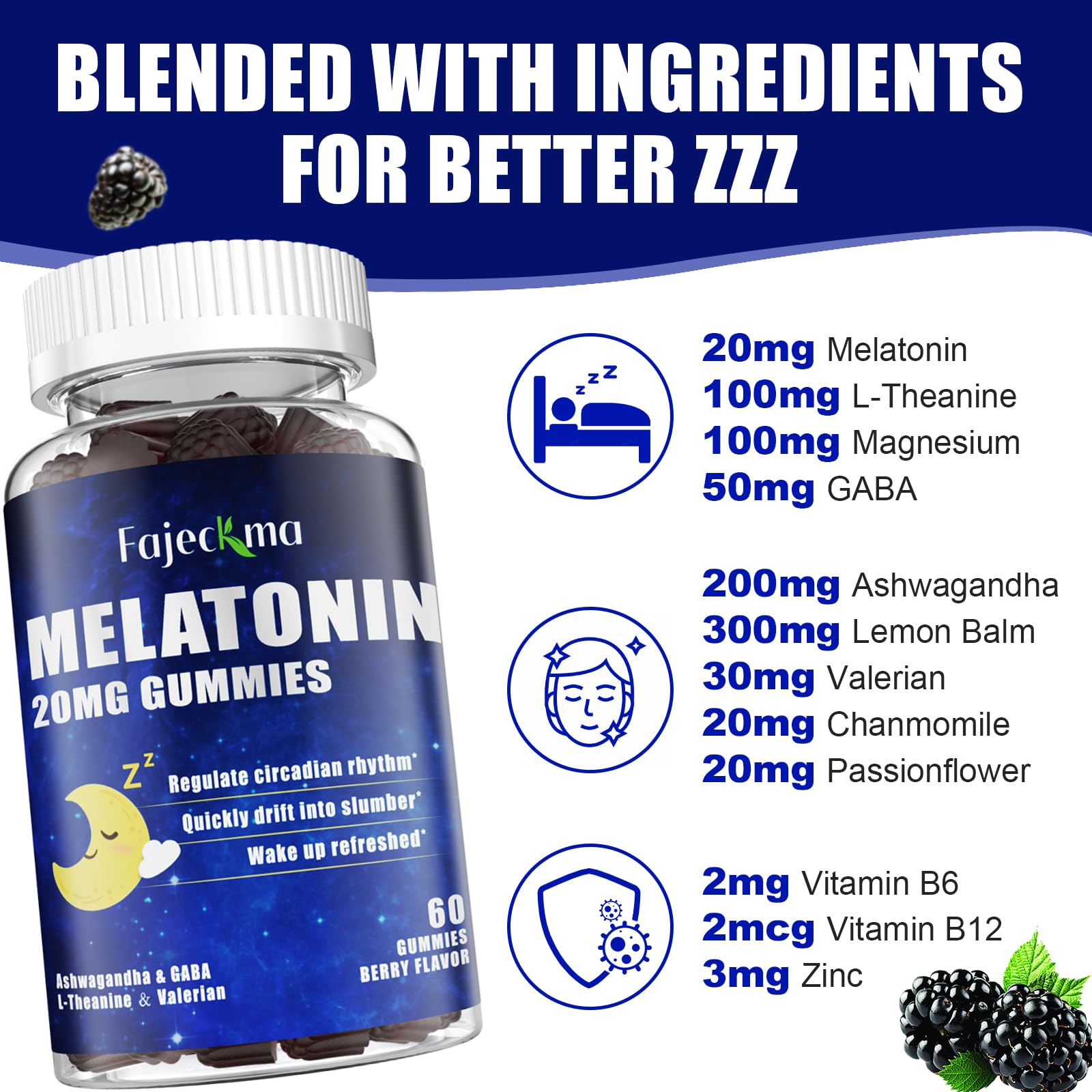 Etiqueta nutricional de las gomitas Fajeckma Melatonina 20 mg