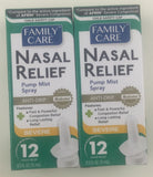Family Care alivio nasal con bomba anti-goteo para uso rápido y cómodo.
