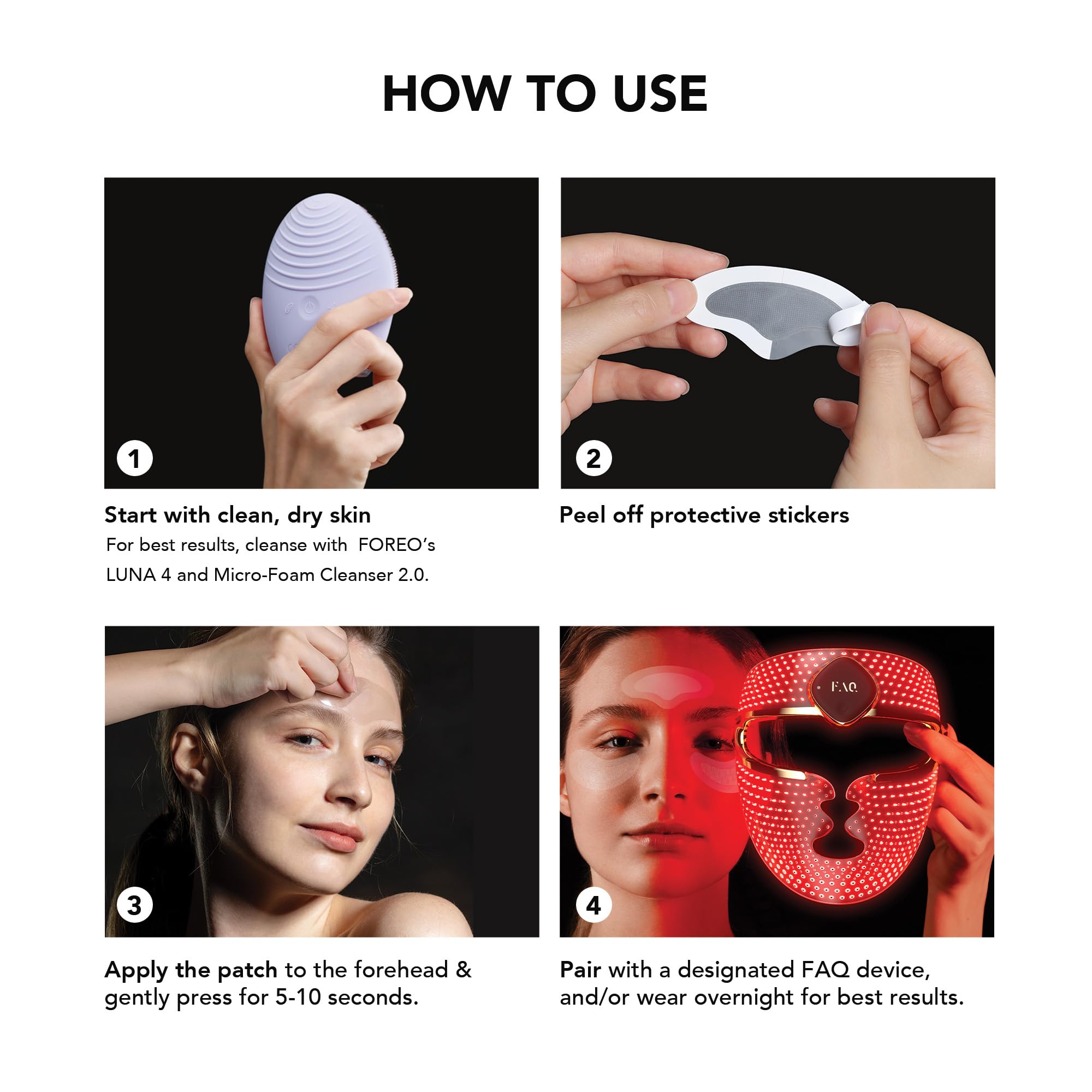 Paquete de 3 unidades FAQ, parches de frente listos para uso cómodo