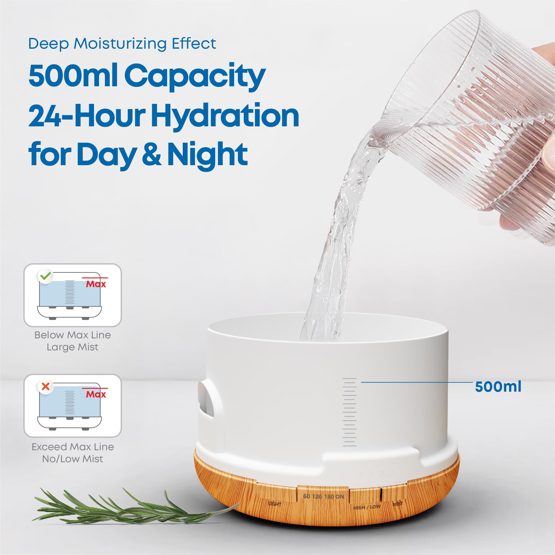 Difusor Farazza silencioso a 19 dB, ideal para dormir y concentrarse.