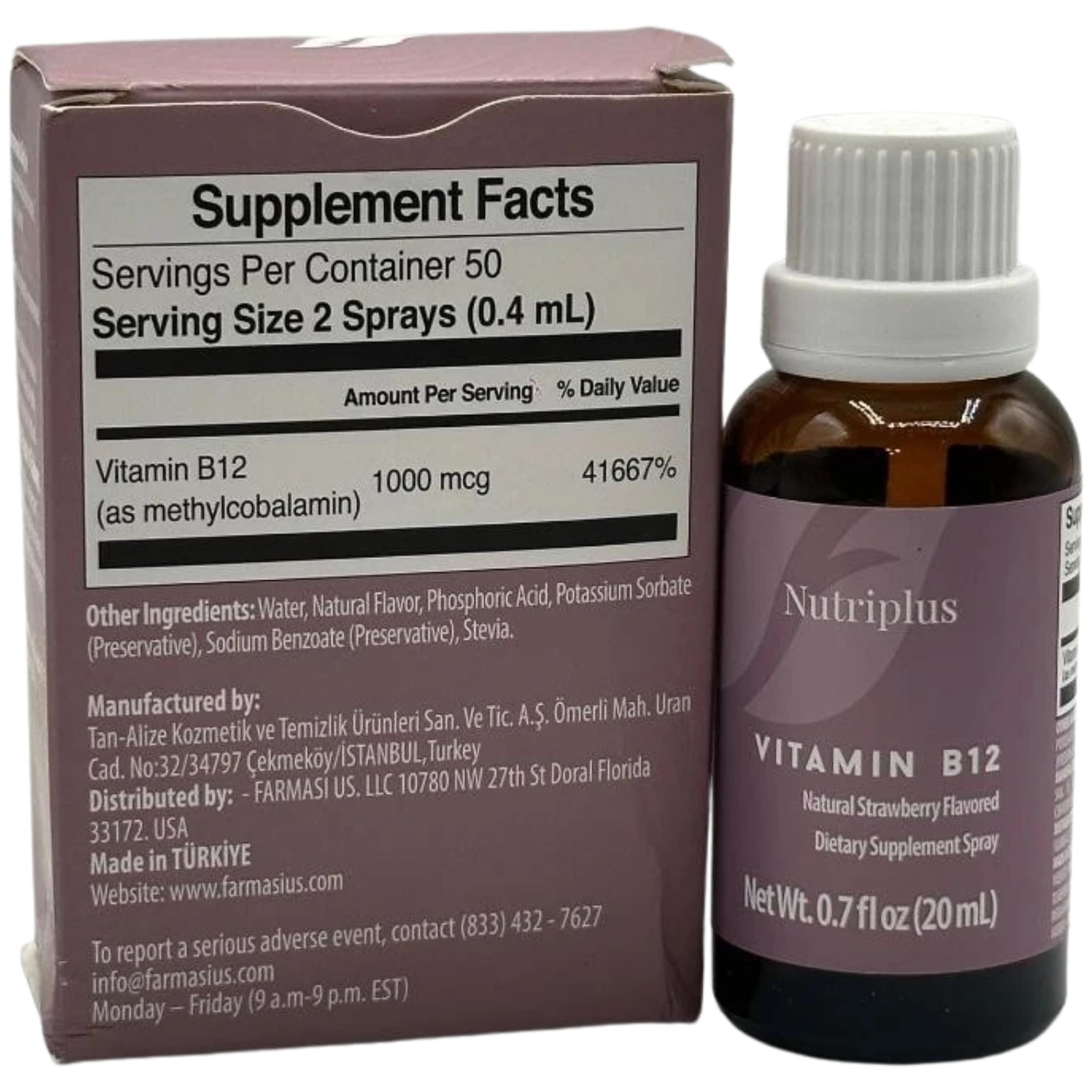 Opción vegana de Farmasi Nutriplus B12 Spray