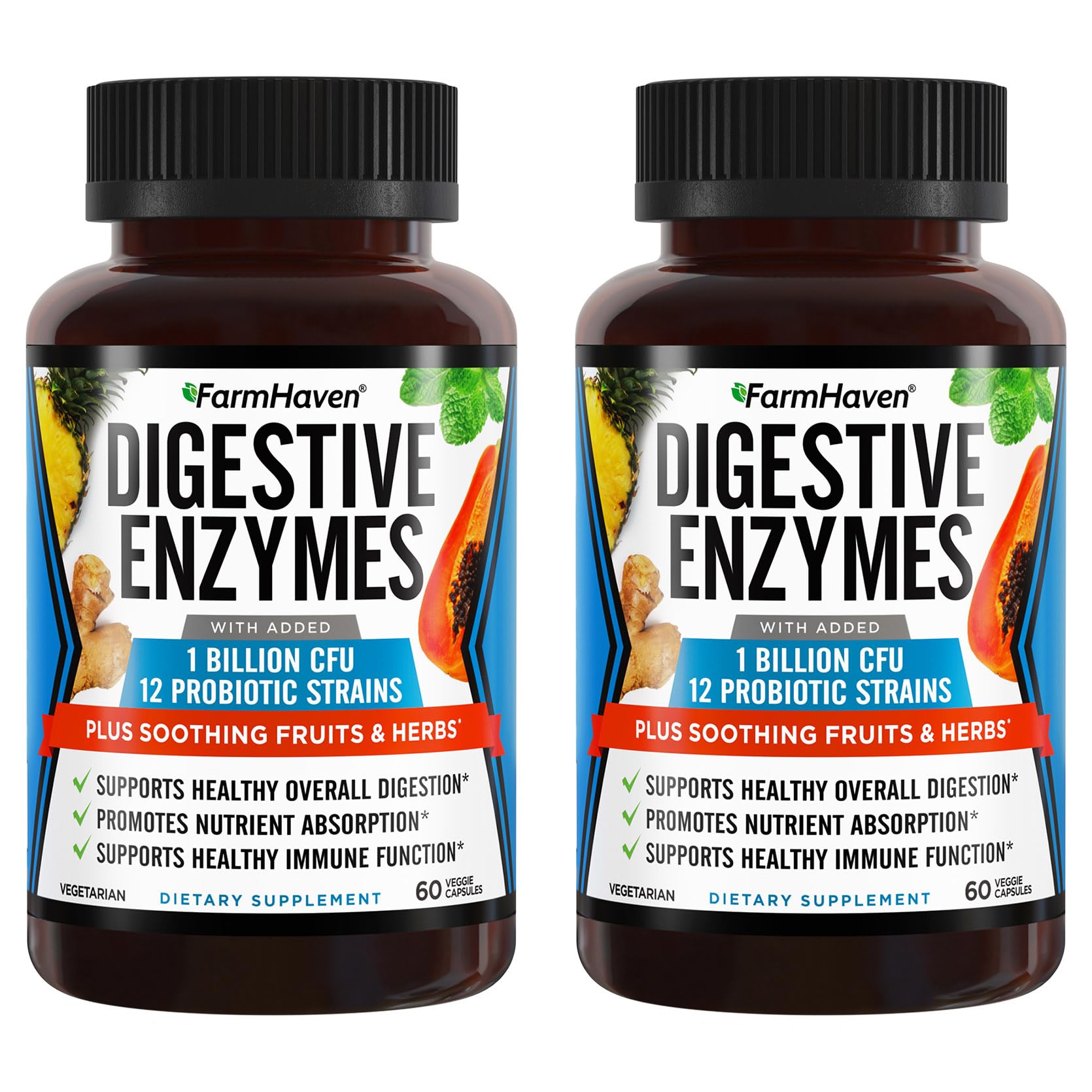 FarmHaven Enzimas Digestivas: cápsulas para una digestión suave tras las comidas
