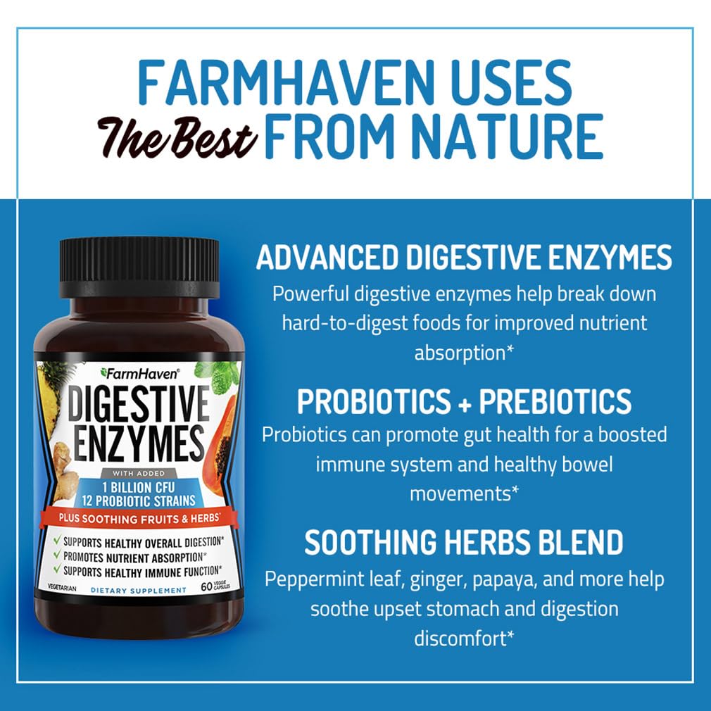 FarmHaven Enzimas Digestivas: estilo de vida más cómodo tras las comidas.