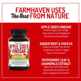 FarmHaven etiqueta destaca ingredientes no OGM y calidad.