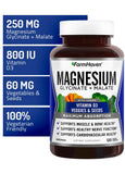 FarmHaven Magnesium Complex, dosis de D3, magnesio para huesos y energía.