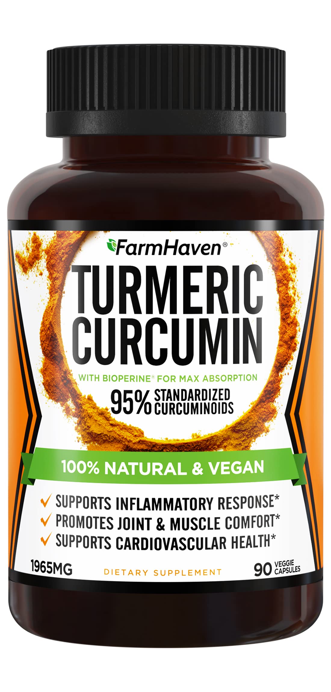 FarmHaven Turmeric Curcumin, cápsulas para soporte articular diario.