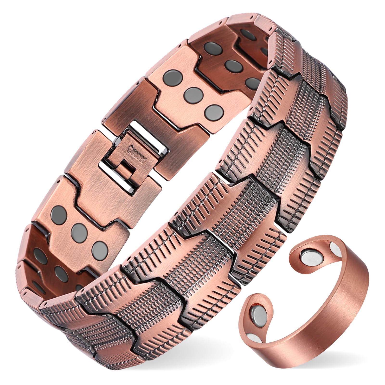 Brazalete Fashtour de cobre con imanes para apoyo energético diario.