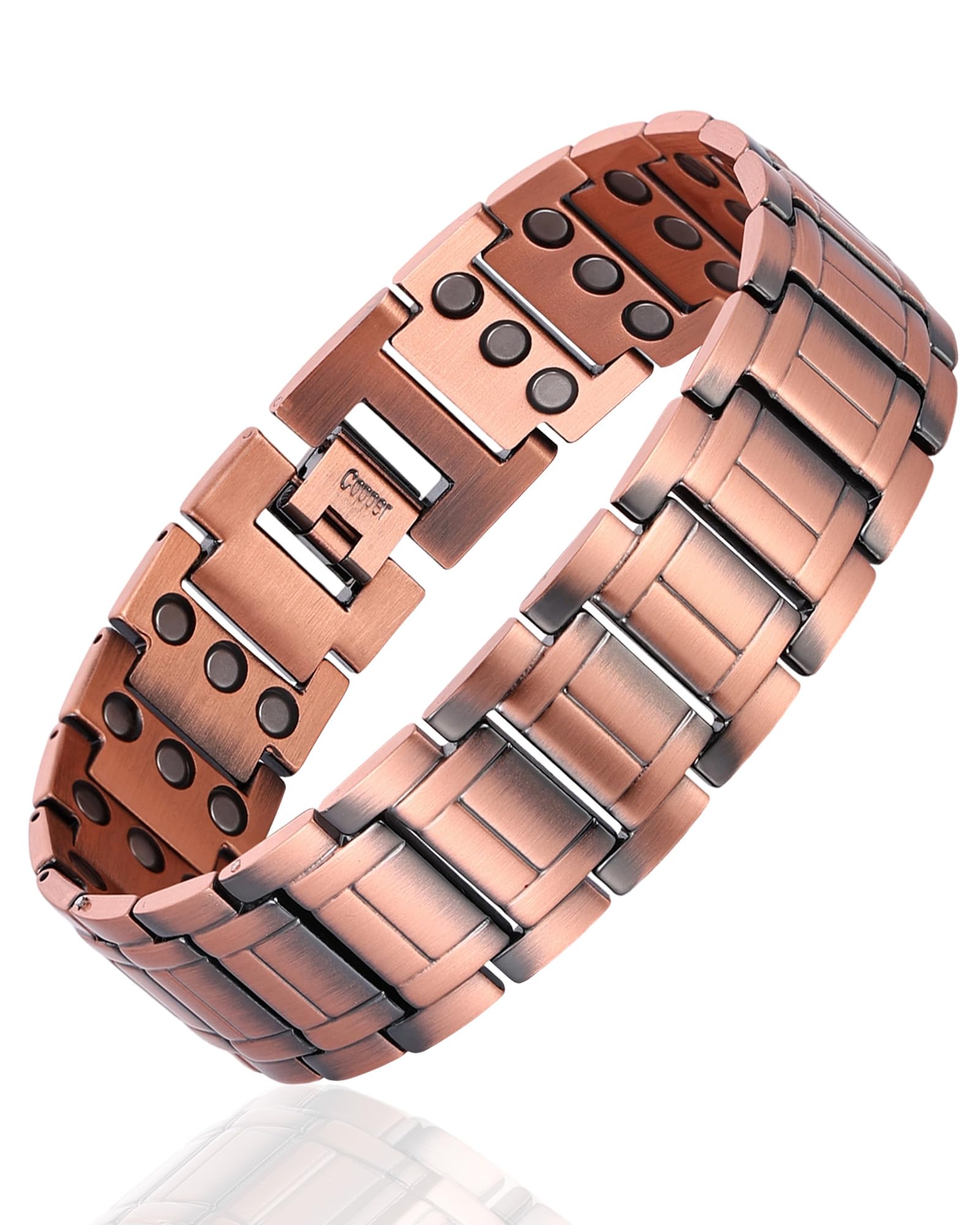 Fashtour brazalete de cobre, detalle de eslabones para un aspecto masculino y sólido.