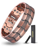 Brazalete Fashtour magnético de cobre, diseño armadura antigua, estilo robusto.