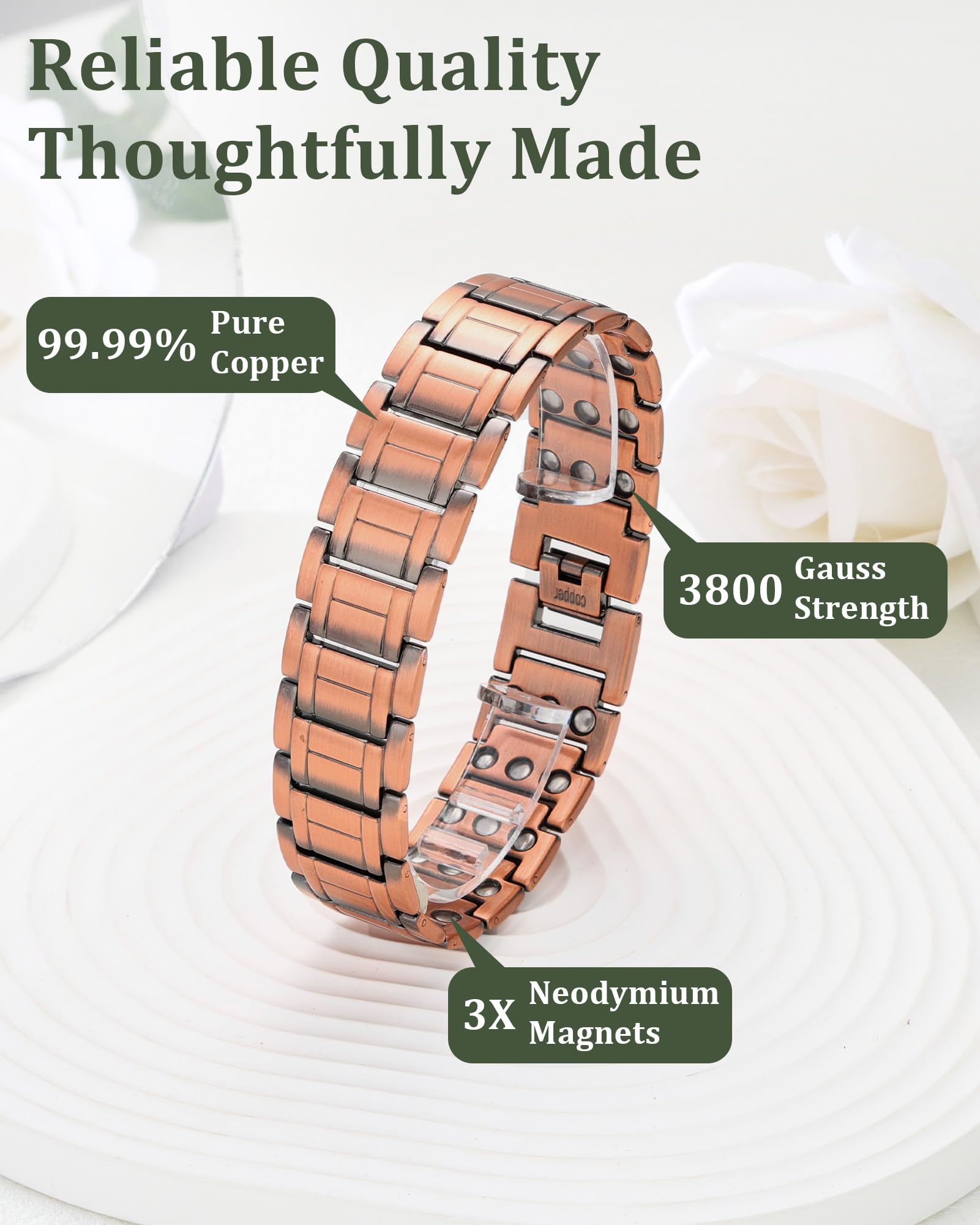 Fashtour cobre puro 99,99% con brillo y durabilidad destacada.