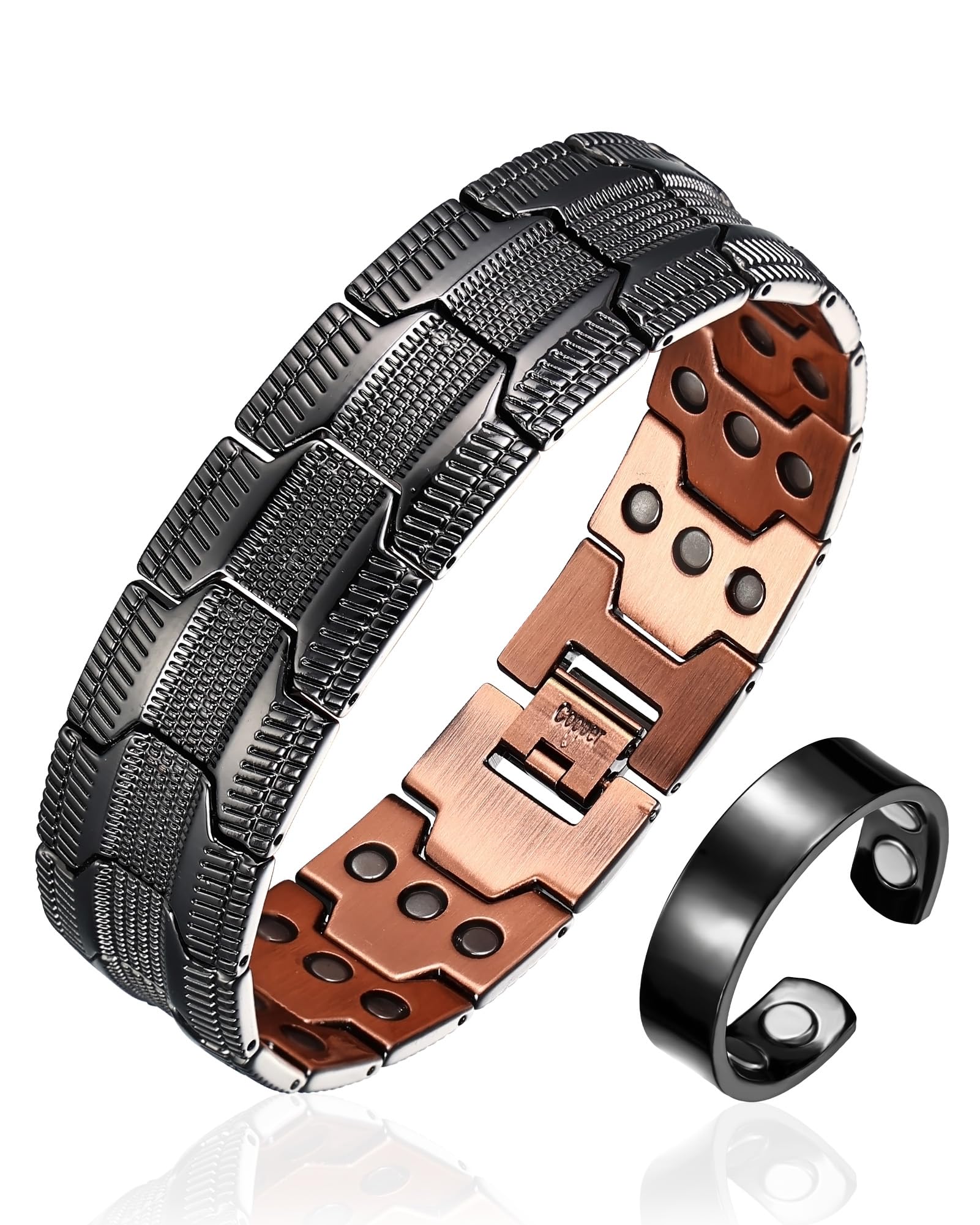 Pulsera magnética Fashtour en cobre, diseño masculino para uso diario.