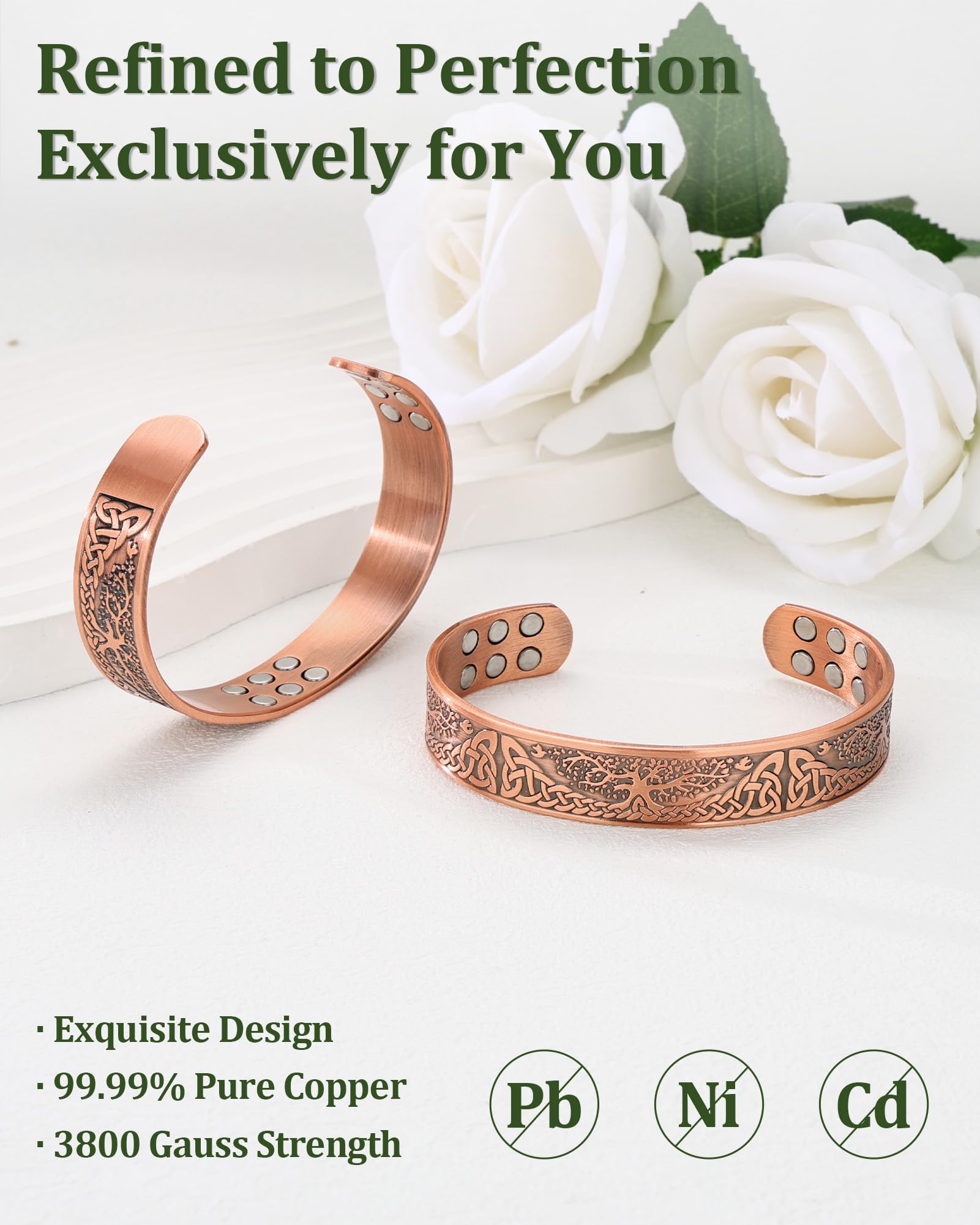 Pulsera Fashtour de cobre ajustable, diseño cómodo para uso diario