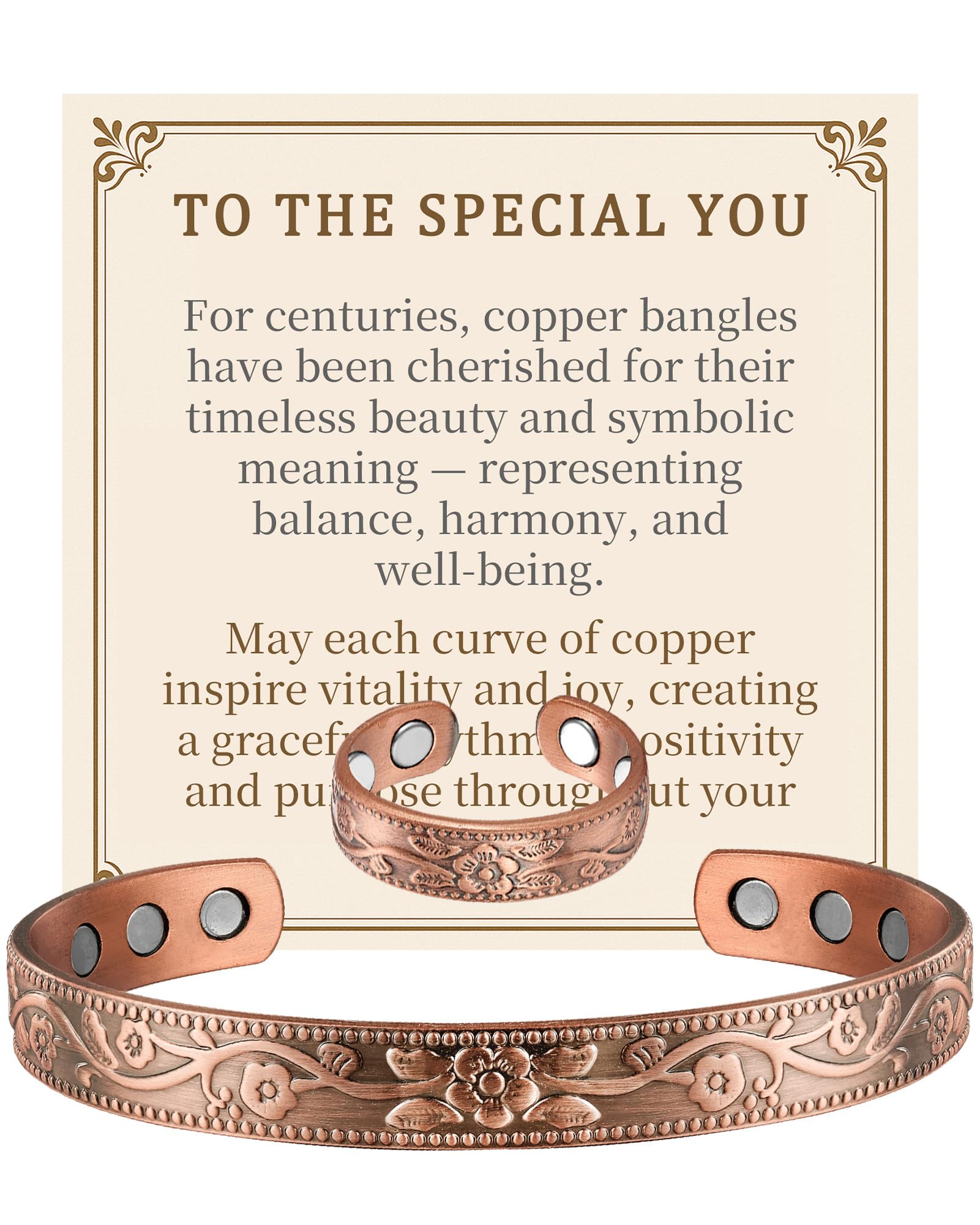 Pulsera de cobre Fashtour con flor de ciruelo, diseño elegante para uso diario.