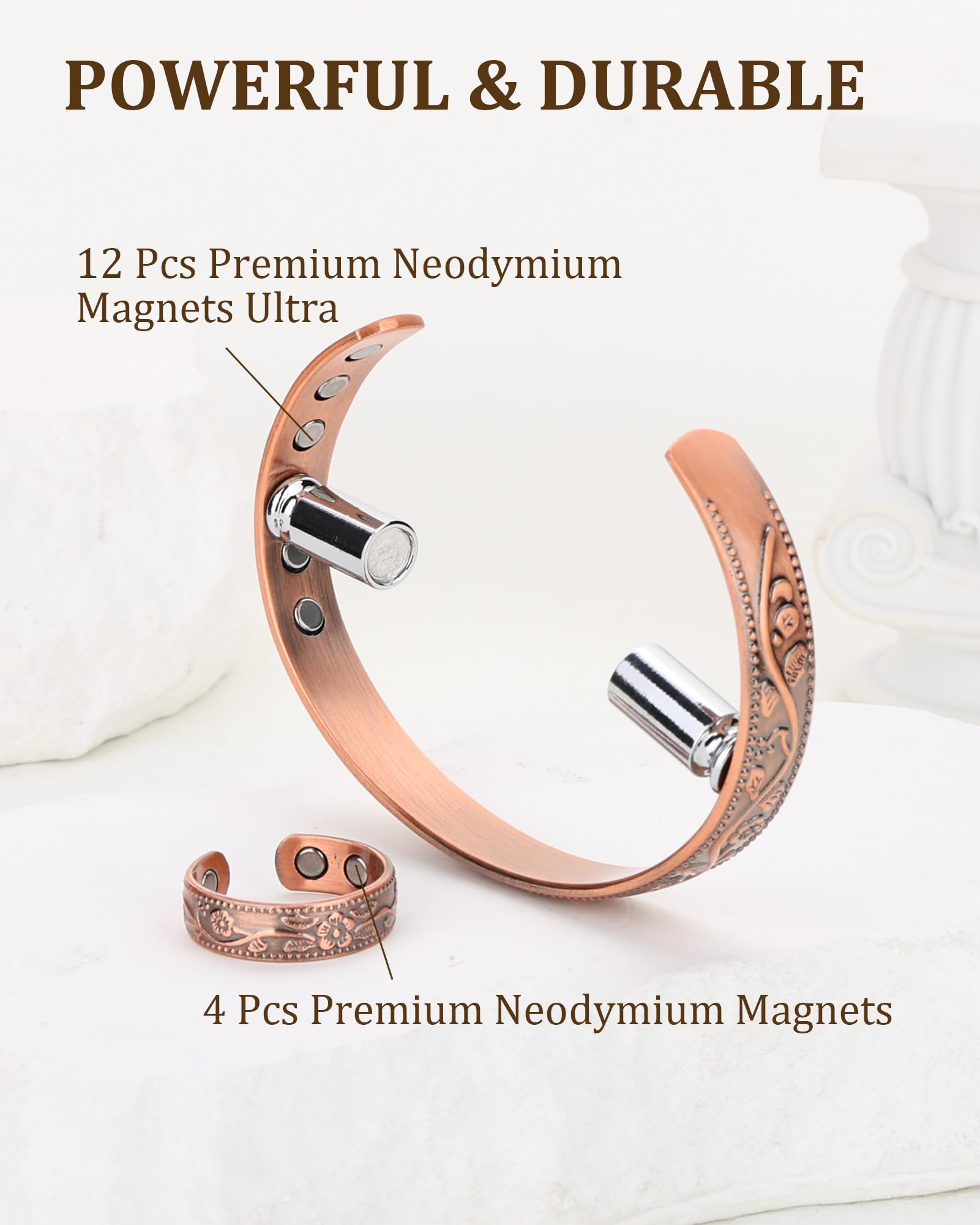 Pulsera hipoalergénica de cobre Fashtour, libre de níquel para uso prolongado.