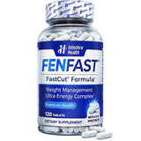 Pastillas FASTCUT, tabletas blancas y azules, apoyo para la dieta y energía sostenida.