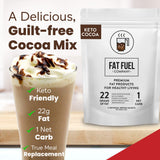 Fat Fuel Keto Cocoa textura cremosa para bebida suave.