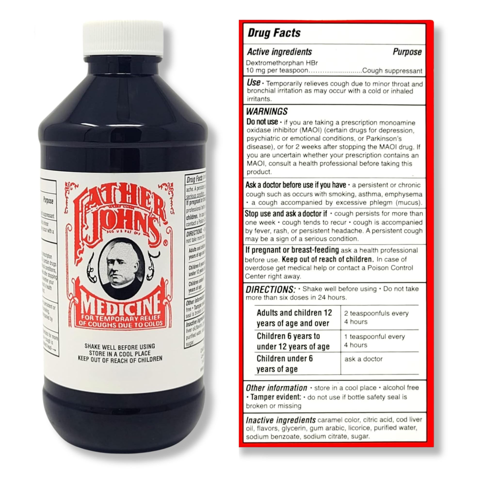 la marca Father John's sabor-regaliz añade suavidad al tomarse.