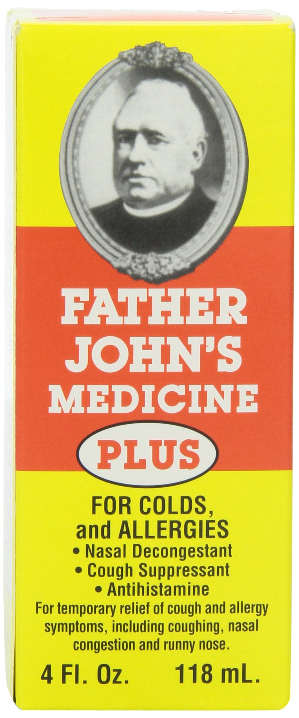 FATHER JOHN'S, botella vertida, posible alivio de tos y congestión.