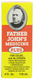 FATHER JOHN'S, botella vertida, posible alivio de tos y congestión.