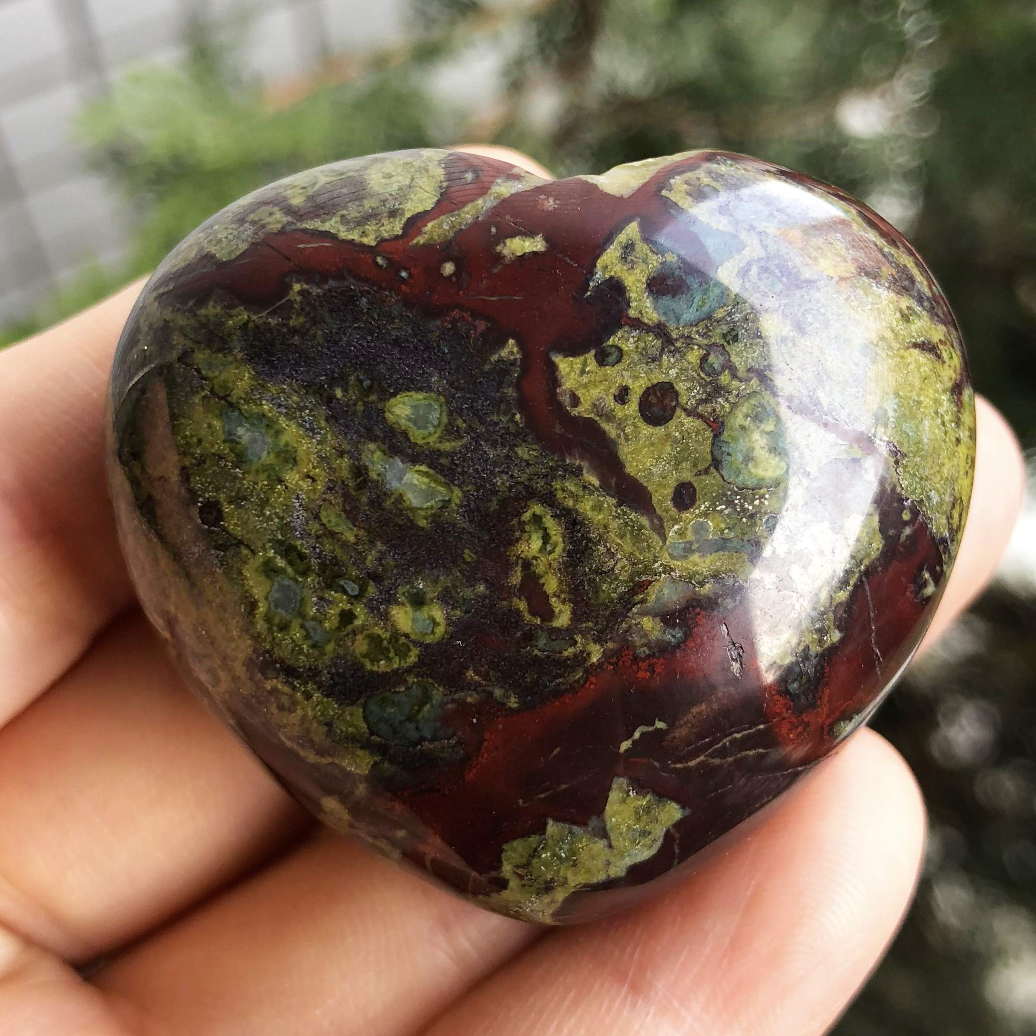 Favoramulet Corazón Dragón Sangre pulido detalle-textura, regalo significativo.