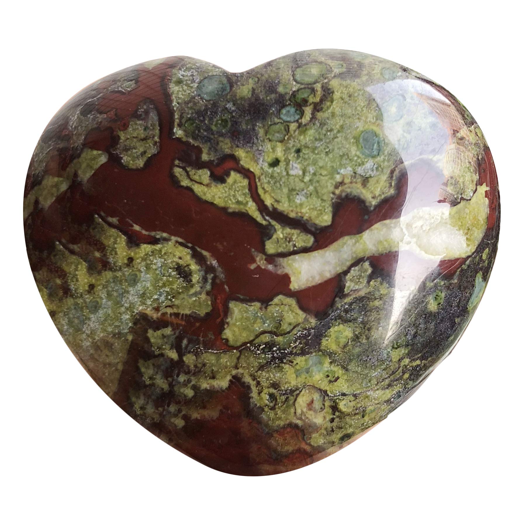 Favoramulet Corazón Dragón Sangre pulido frente, ideal para llevar y calmar.