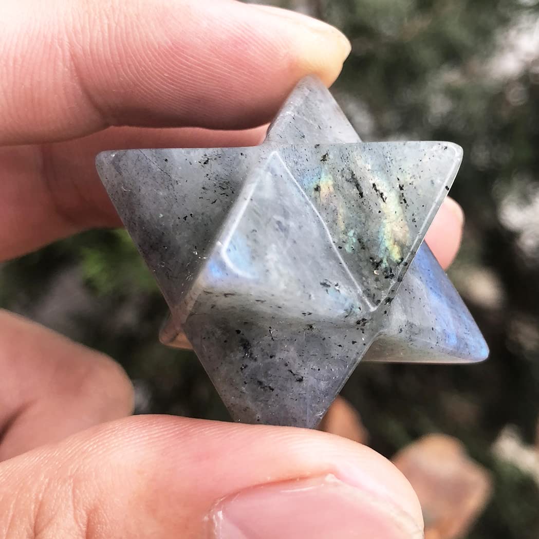 Favoramulet Merkaba de piedra luna, pieza única, empaquetada en caja segura para regalo.