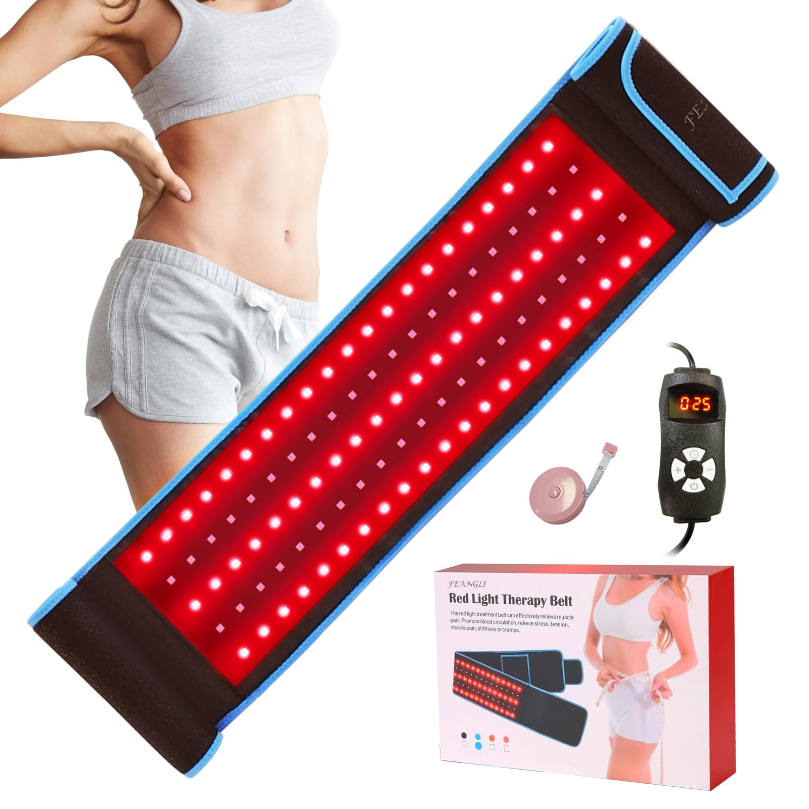 Feangli cinturón terapia luz roja 660-850 para espalda y abdomen