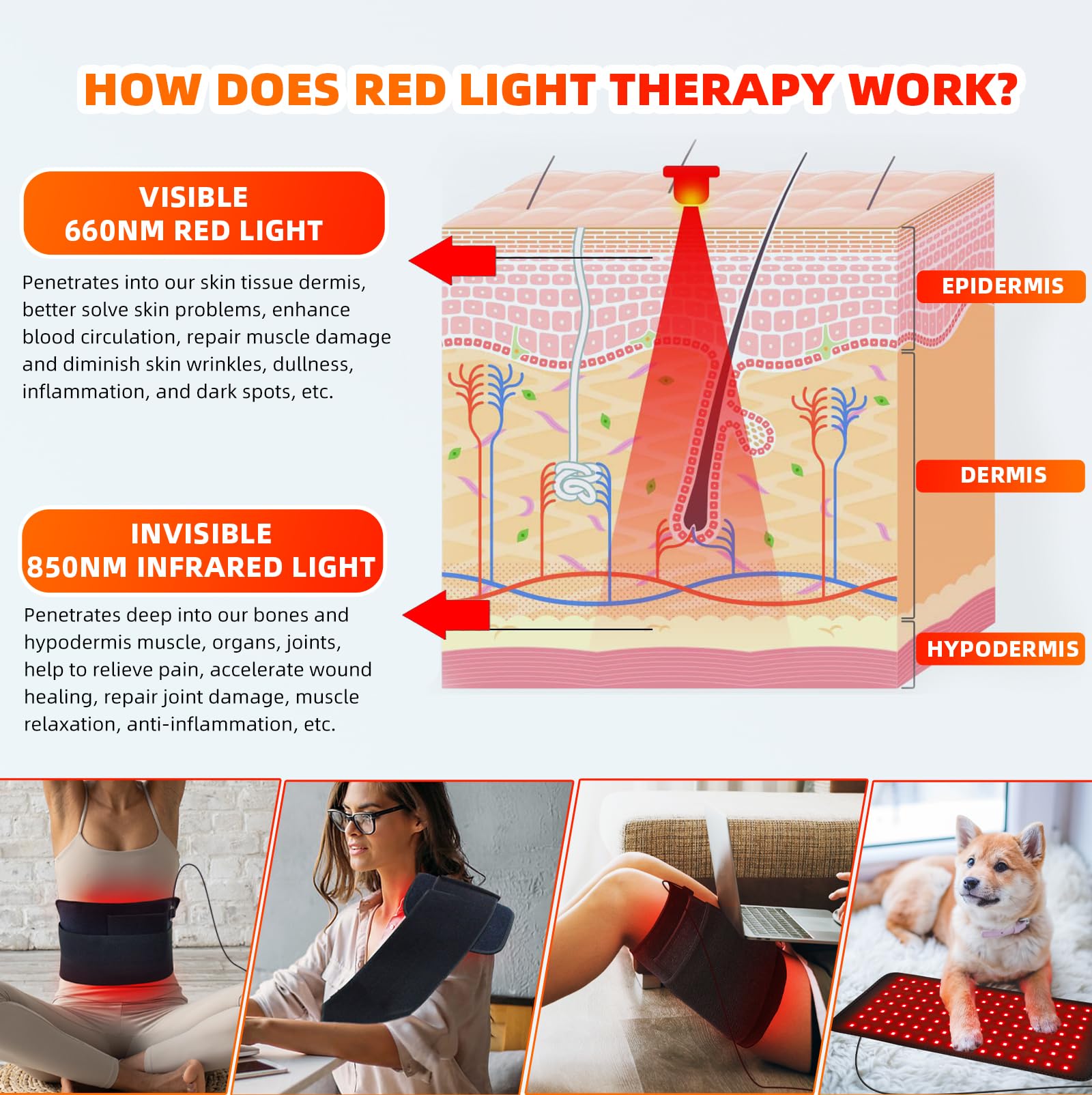 feangli envoltura terapia luz roja espalda: cobertura amplia para áreas difíciles.