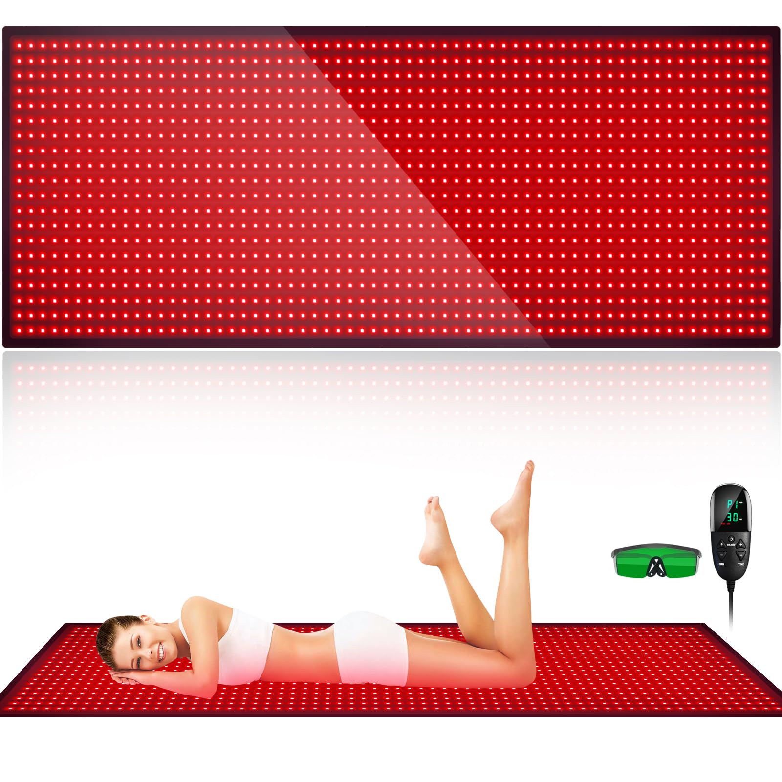 Manta Feangli de terapia con luz roja cubre todo el cuerpo para relajación diaria.