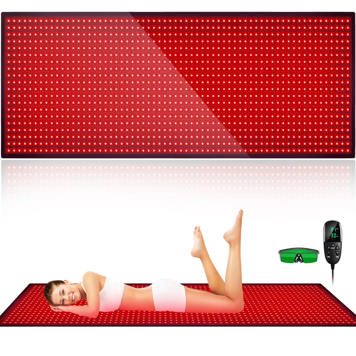 Manta Feangli de terapia con luz roja cubre todo el cuerpo para relajación diaria.