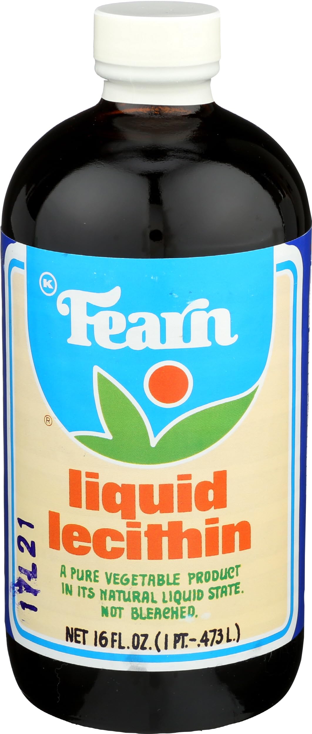 Lecitina líquida de Fearn en frasco de 16 onzas para emulsiones.